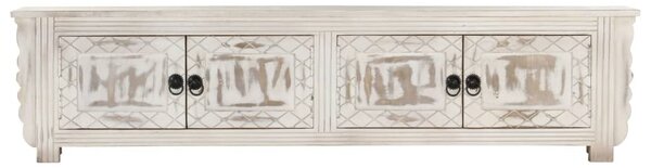 Fehér tömör mangófa TV-szekrény 140 x 30 x 35 cm