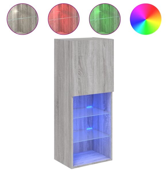 Szürke sonoma színű TV-szekrény LED-lámpákkal 40,5x30x102 cm