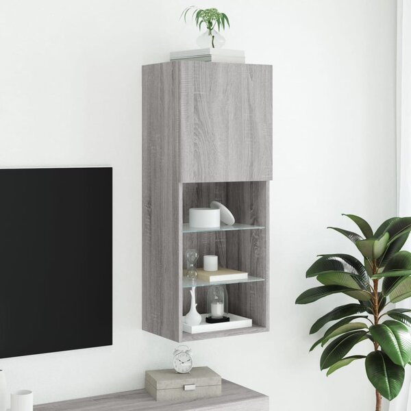 Szürke sonoma színű TV-szekrény LED-lámpákkal 40,5x30x102 cm