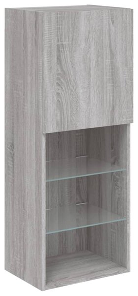 Szürke sonoma színű TV-szekrény LED-lámpákkal 40,5x30x102 cm
