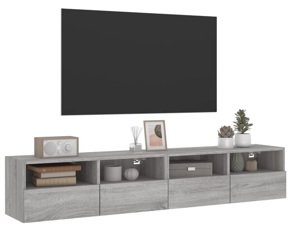 2 db szürke sonoma szerelt fa fali TV-szekrény 80 x 30 x 30 cm