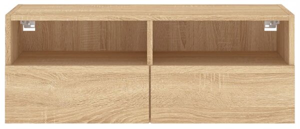 Sonoma tölgy színű szerelt fa fali TV-szekrény 80 x 30 x 30 cm