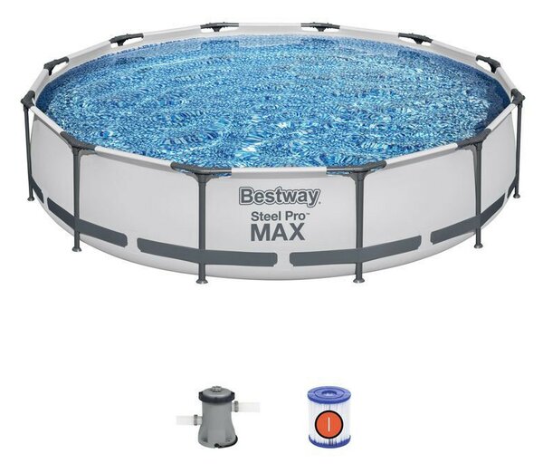 Bestway Steel Pro Max csővázas medence szett, 366 x 76 cm, papírszűrős, vízkapacitás 6473 l (56416)