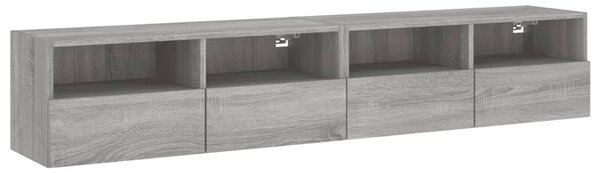 2 db szürke sonoma szerelt fa fali TV-szekrény 80 x 30 x 30 cm