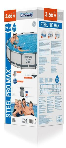 Bestway Steel Pro Max csővázas medence szett, 366 x 76 cm, papírszűrős, vízkapacitás 6473 l (56416)
