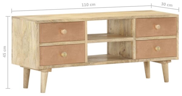 Tömör mangófa TV-szekrény 110 x 30 x 45 cm