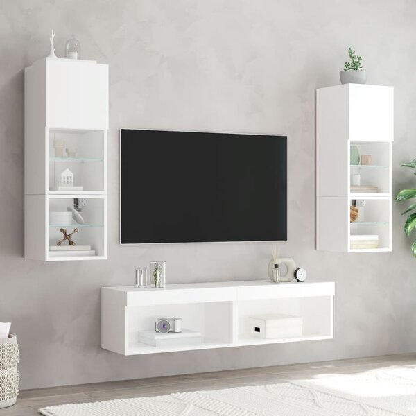 Fehér TV-szekrény LED-világítással 60 x 30 x 30 cm