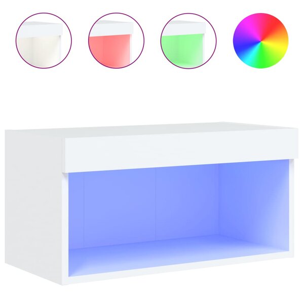 Fehér TV-szekrény LED-világítással 60 x 30 x 30 cm