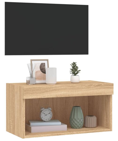 Sonoma tölgy színű TV-szekrény LED-világítással 60 x 30 x 30 cm