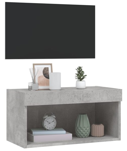 Betonszürke TV-szekrény LED-világítással 60 x 30 x 30 cm