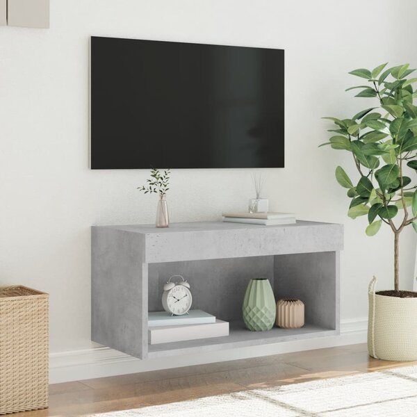 Betonszürke TV-szekrény LED-világítással 60 x 30 x 30 cm