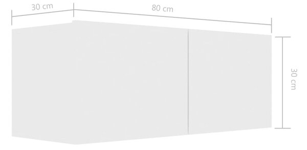 Fehér szerelt fa TV-szekrény 80 x 30 x 30 cm