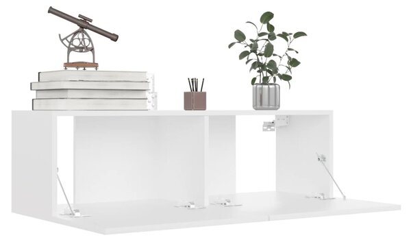 Fehér szerelt fa TV-szekrény 100 x 30 x 30 cm