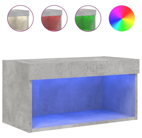 Betonszürke TV-szekrény LED-világítással 60 x 30 x 30 cm