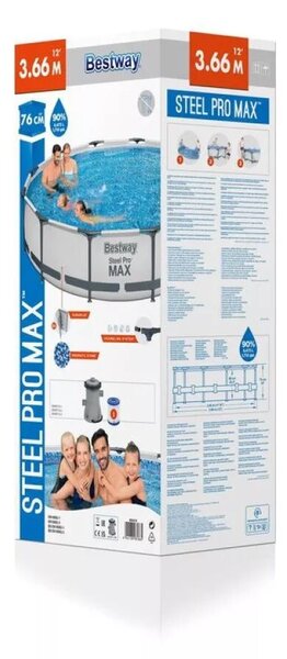 BESTWAY Steel Pro Max csővázas medence szett, 366 x 76 cm, papírszűrős, vízkapacitás 6473 l (56416)