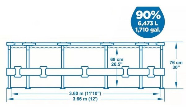 BESTWAY Steel Pro Max csővázas medence szett, 366 x 76 cm, papírszűrős, vízkapacitás 6473 l (56416)