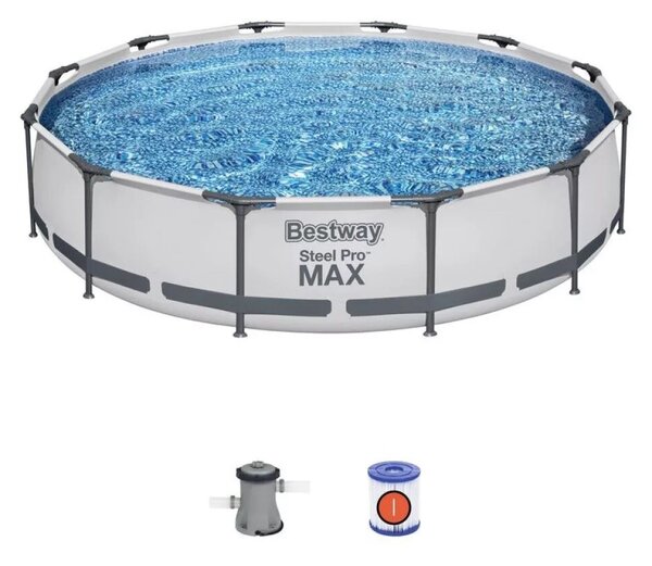 BESTWAY Steel Pro Max csővázas medence szett, 366 x 76 cm, papírszűrős, vízkapacitás 6473 l (56416)