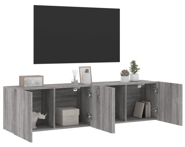 2 db szürke sonoma színű fali TV-szekrény 80 x 30 x 41 cm