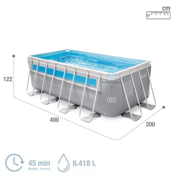 INTEX MetalPrism Set Vision négyszögletű medence 400 x 200 x 120 cm (26770)