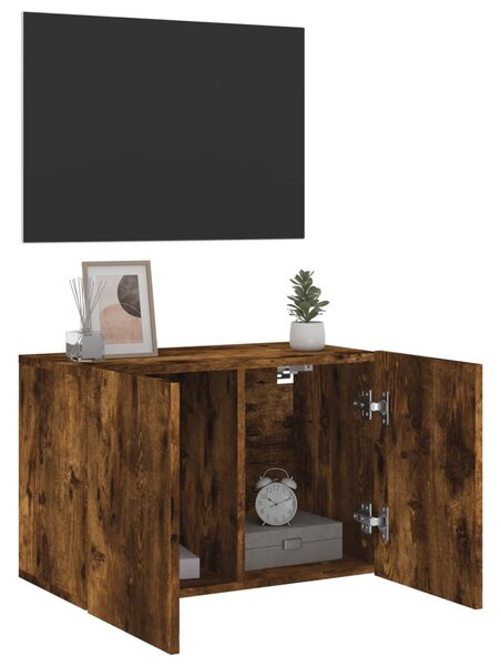 Füstös tölgy színű falra szerelhető TV-szekrény 60 x 30 x 41 cm
