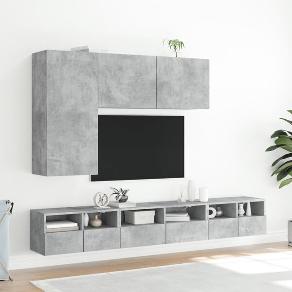 Betonszürke szerelt fa fali TV-szekrény 60 x 30 x 30 cm