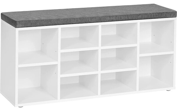Cipőtároló pad két tároló szinttel, fehér 104x30x48cm