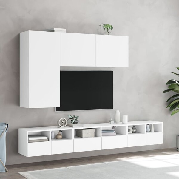 2 db fehér szerelt fa fali TV-szekrény 60 x 30 x 30 cm