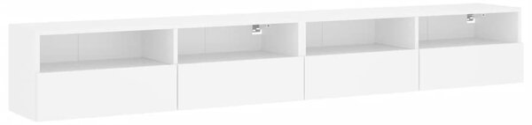 2 db fehér szerelt fa fali TV-szekrény 100 x 30 x 30 cm