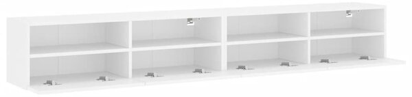 2 db fehér szerelt fa fali TV-szekrény 100 x 30 x 30 cm