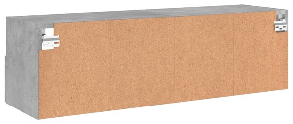 Betonszürke szerelt fa fali TV-szekrény 100 x 30 x 30 cm
