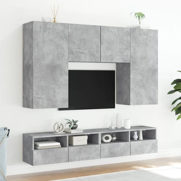 Betonszürke szerelt fa fali TV-szekrény 100 x 30 x 30 cm