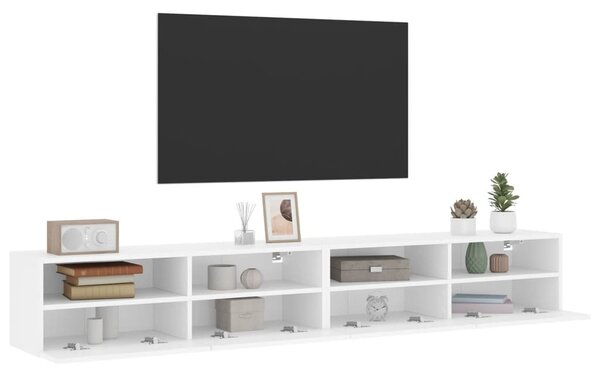2 db fehér szerelt fa fali TV-szekrény 100 x 30 x 30 cm