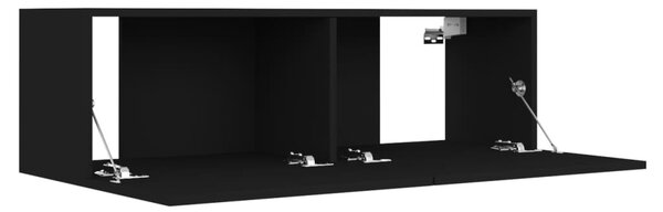 Fekete szerelt fa TV-szekrény 100 x 30 x 30 cm
