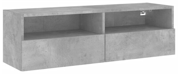 Betonszürke szerelt fa fali TV-szekrény 100 x 30 x 30 cm