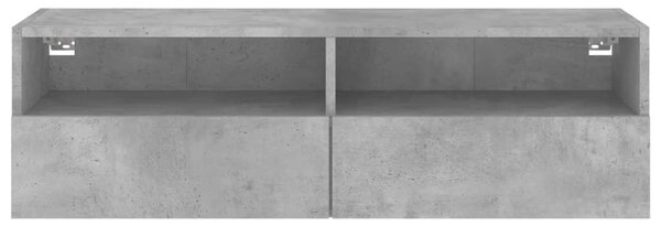 Betonszürke szerelt fa fali TV-szekrény 100 x 30 x 30 cm