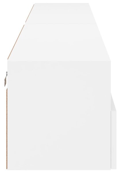 2 db fehér szerelt fa fali TV-szekrény 100 x 30 x 30 cm