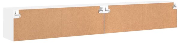 2 db fehér szerelt fa fali TV-szekrény 100 x 30 x 30 cm
