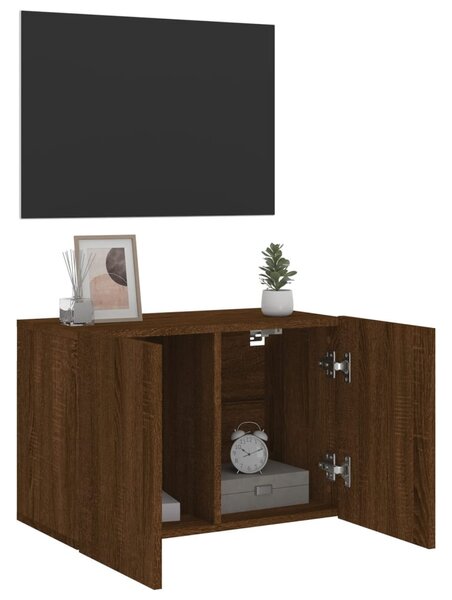 Barna tölgyszínű falra szerelhető TV-szekrény 60 x 30 x 41 cm