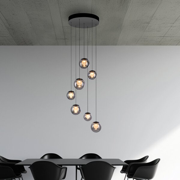 Függőlámpa PURE, Popup, dimmable, Szürke, Nappali, Üveg