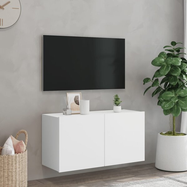 Fehér falra szerelhető TV-szekrény 80 x 30 x 41 cm