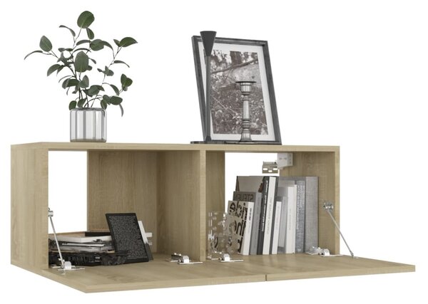 4 db sonoma tölgy színű szerelt fa TV-szekrény 80 x 30 x 30 cm