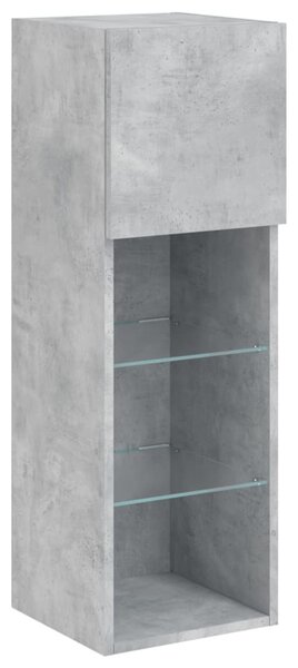 Betonszürke TV-szekrény LED-lámpákkal 30,5x30x90 cm