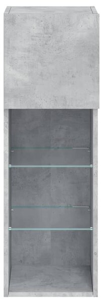 Betonszürke TV-szekrény LED-lámpákkal 30,5x30x90 cm