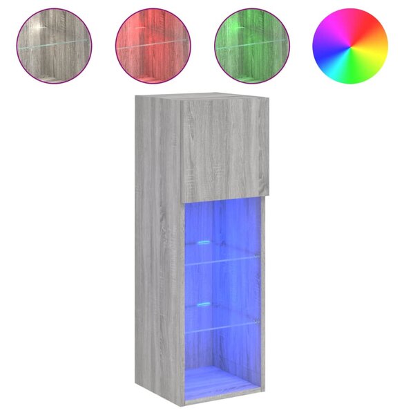 Szürke sonoma színű TV-szekrény LED-lámpákkal 30,5x30x90 cm