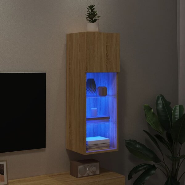 Sonoma tölgy színű TV-szekrény LED-lámpákkal 30,5x30x90 cm