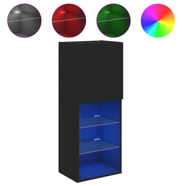 Fekete TV-szekrény LED lámpákkal 40,5 x 30 x 102 cm