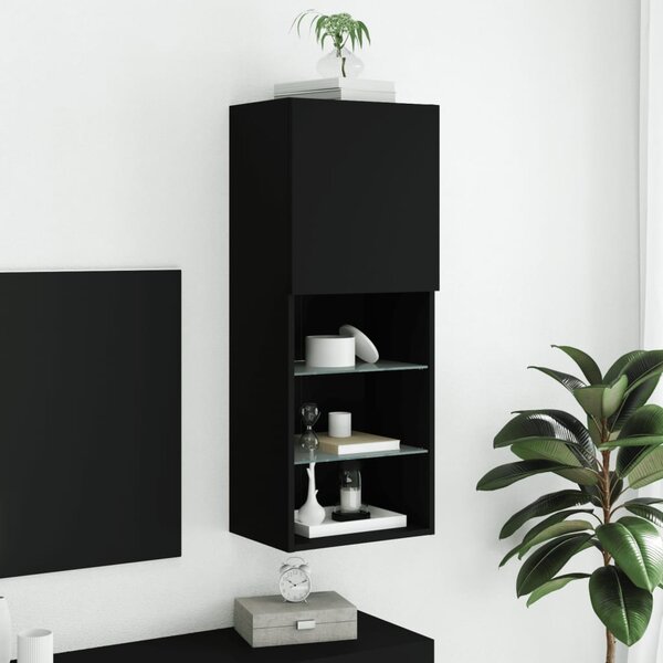 Fekete TV-szekrény LED lámpákkal 40,5 x 30 x 102 cm