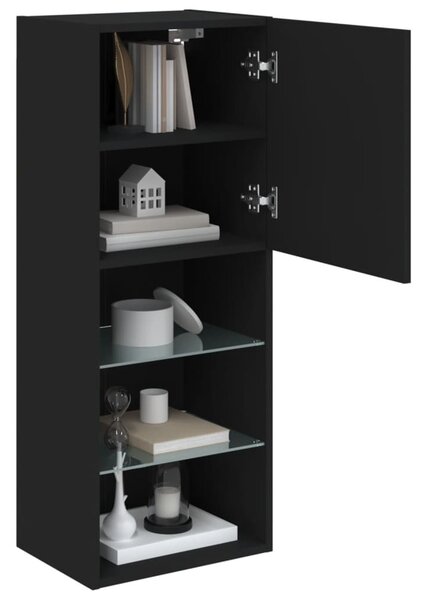 Fekete TV-szekrény LED lámpákkal 40,5 x 30 x 102 cm