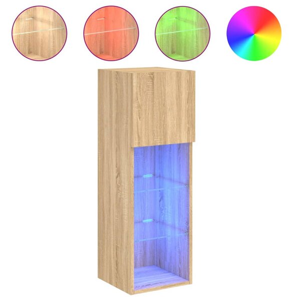Sonoma tölgy színű TV-szekrény LED-lámpákkal 30,5x30x90 cm