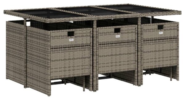 VidaXL 11 db szürke polyrattan kerti étkezőgarnitúra párnákkal